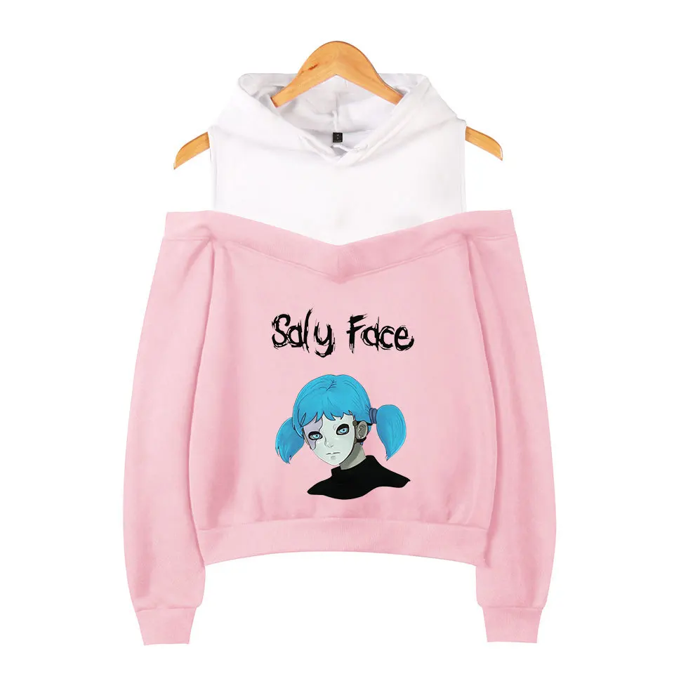sally pink hoodie Модные толстовки с капюшоном Sally Face для девочек, эксклюзивный пуловер с длинными рукавами и открытыми плечами, Женская Весенняя пикантная черная толстовка XS - Цвет: sally pink hoodie