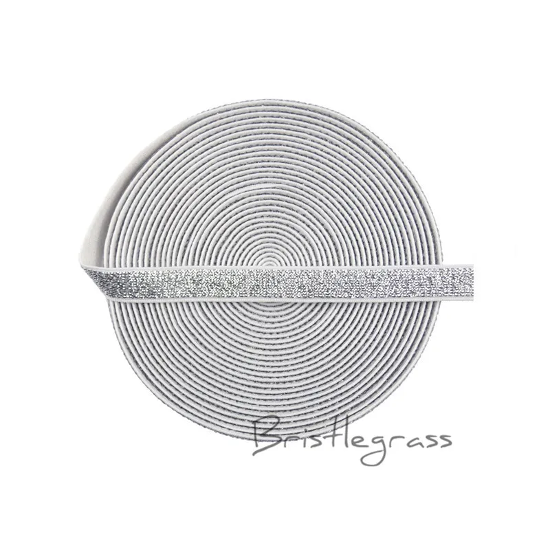 BRISTLEGRASS 10 Yard 3/8&quot 10mm Metallic Glitter Non-foldover Elastic Spandex Band Headband Shoulder Bra Strap Lingerie Lace Trim |