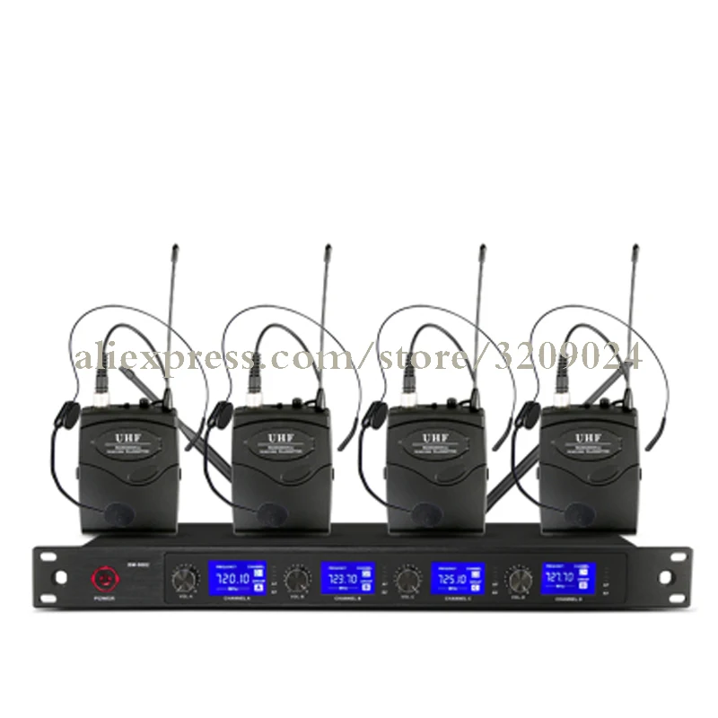 UHF 4-канальный беспроводной ручной микрофон с микрофоном система для