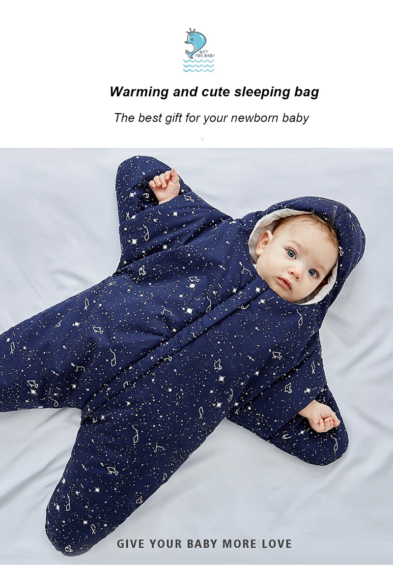 Baby Stroller Sleeping Bag Winter Warm Sleepsacks Robe For Infant Starfish Wheelchair Envelopes For Newborns Footmuff Baby Sleep