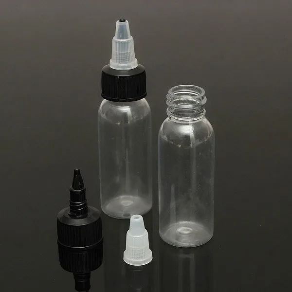 10PCS 120ML/60ML/30ML/15ML Tattoo Empty Ink Bottle Plastic Twist Cap Tattoo Ink Pigment Clear Bottle Free Shipping