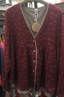 red floral Япония Мори девушка весна лето хлопок лен цветочный Свободная рубашка женская кукла рубашка Ретро Женская сорочка Femme туника Топ блузка пальто - Цвет: red floral