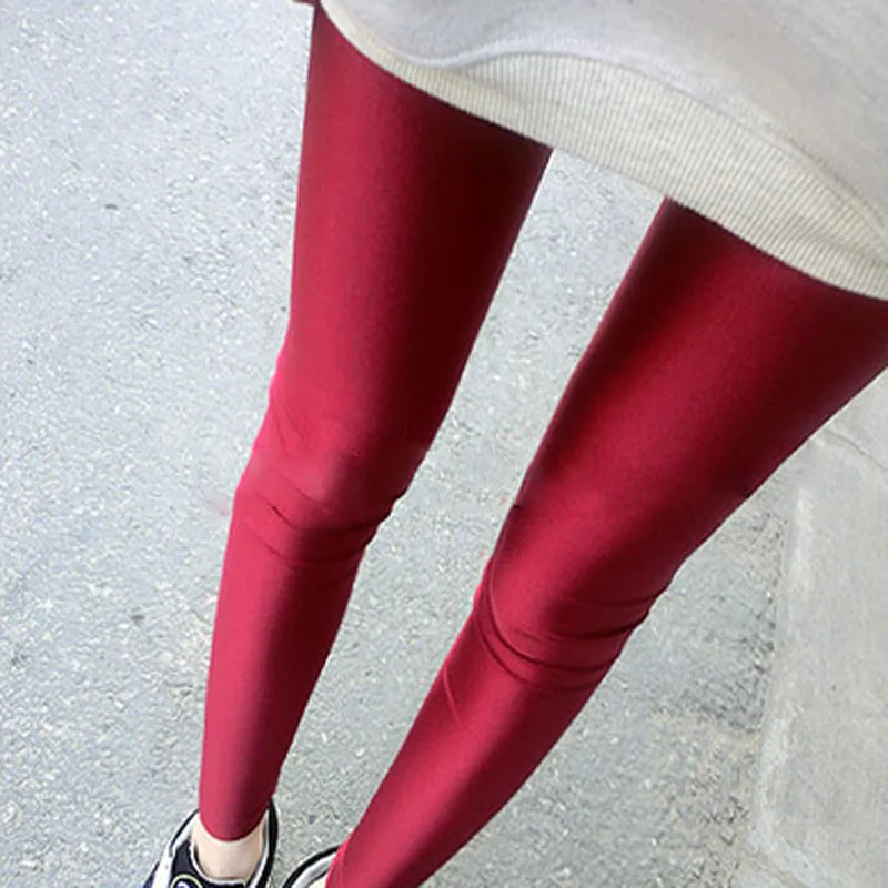 Лидер продаж блестящие однотонные неоновые леггинсы женские Сексуальные