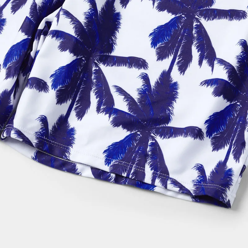 Coconut Tree Print Swimsuit Mommy And Me One Piece Mom And Daughter Bikini Set Family Look Swimwear Men Boy Dad Son Beach Shorts