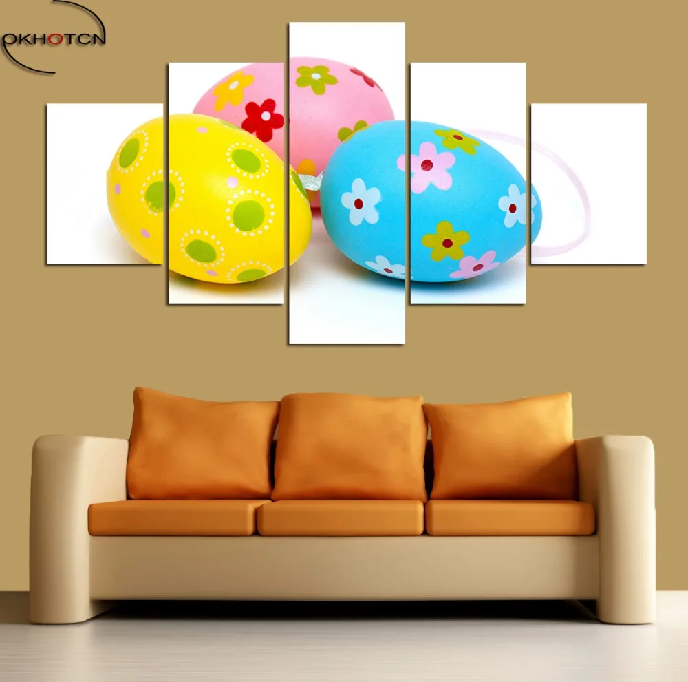 Пасхальное яйцо Холст Картина 5 шт. настенный Декор для дома гостиной модульные