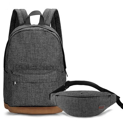 Gray TINYAT, мужской холщовый рюкзак, школьный, Повседневный, рюкзак для ноутбука, серый, композиция, сумки для отдыха, мужской пояс, сумка через плечо, набор - Цвет: Gray