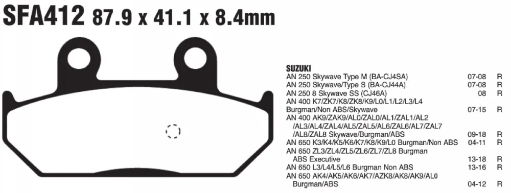 Задние тормозные колодки для Suzuki AN250 Skywave M S SS 250 AN400 Burgman 400 650 AN650 Исполнительный