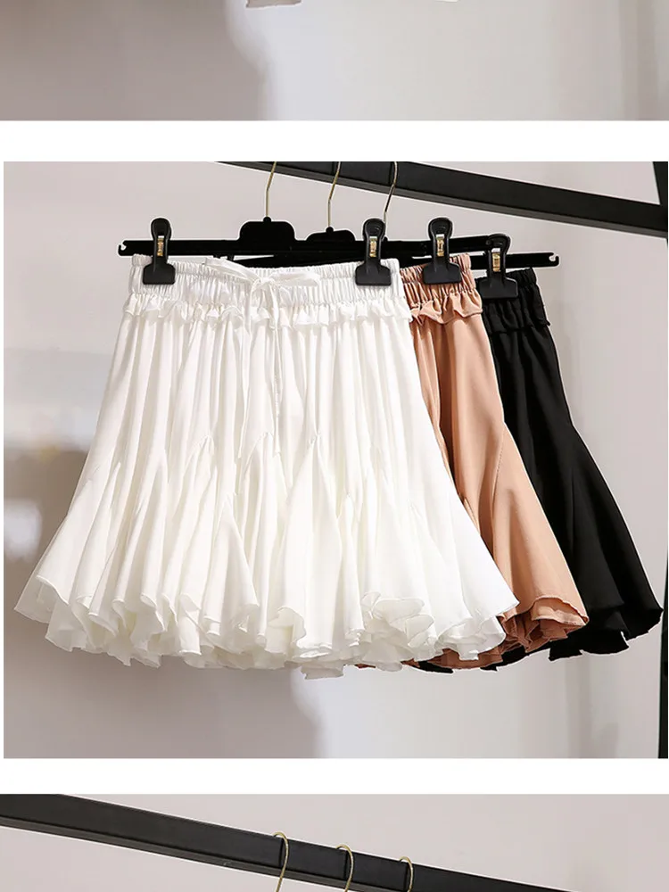 Мини-юбка-Скейтер в Корейском стиле женские мини-юбки s Black Kawaii Короткие A Line |