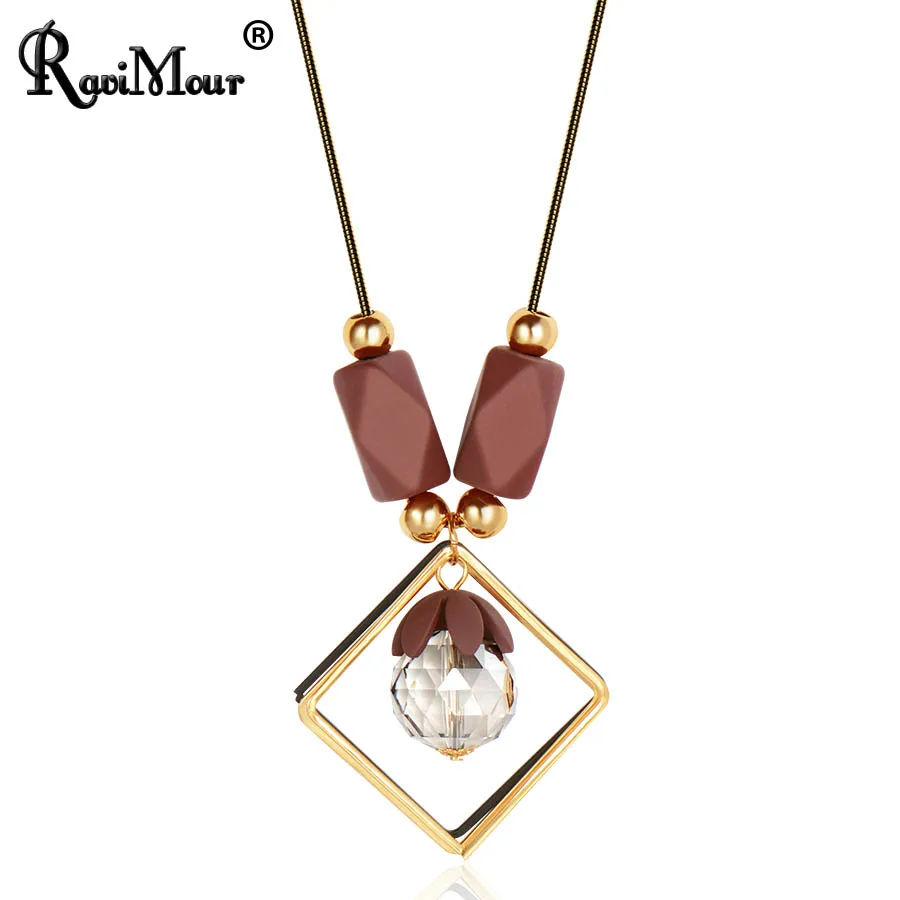 Модные ожерелья с подвесками RAVIMOUR для женщин геометрические квадратные