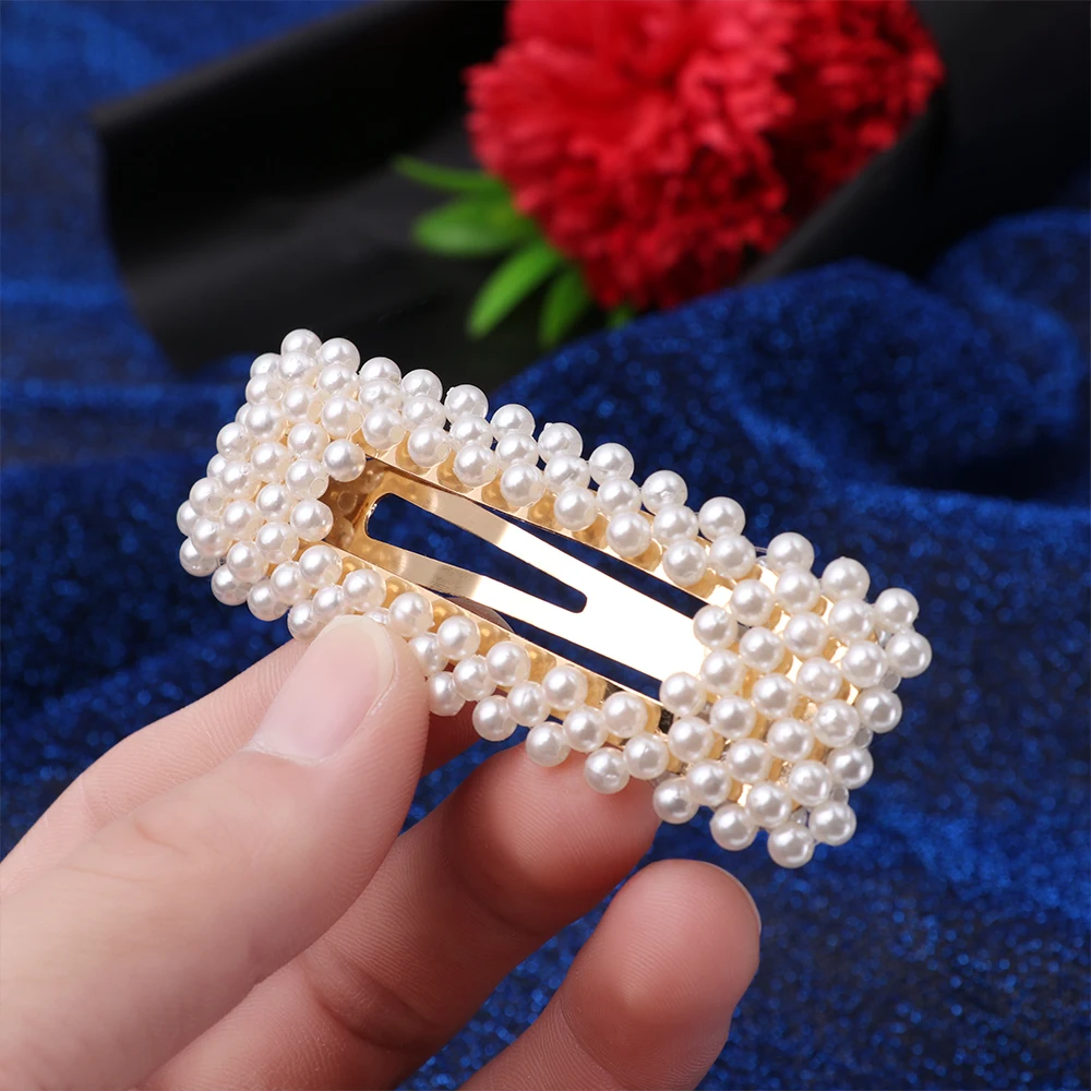 1 комплект заколки для волос в Корейском стиле с имитацией жемчуга металлический