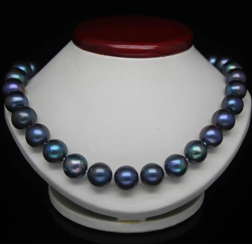 

Selling 18''10-11MM TAHITIAN BLACK BLUE PEARL NECKLACE >ePacket free shipping