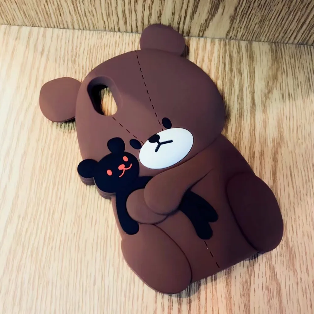 Забавный мультяшный 3D Медведь Игрушка-обнимашка куклы чехол для телефона для Apple IPhone X мягкий силиконовый защитный чехол для iphone 8, 8 Plus