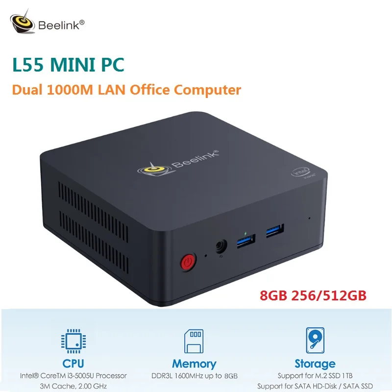 Beelink L55 Мини ПК Intel Broadwell I3 5005U HD Graphics 5500 расширяемый 8 ГБ 512 SSD 2 4 ГГц 5 ггц WiFi 1000