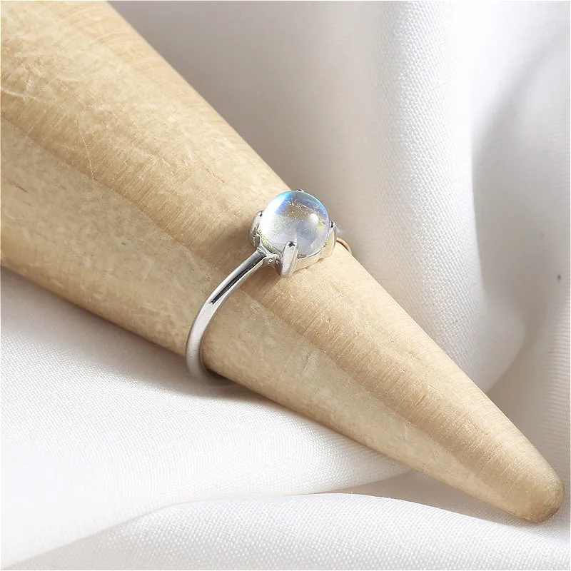 Женское кольцо с лунным камнем Flyleaf простое Открытое из стерлингового серебра 925
