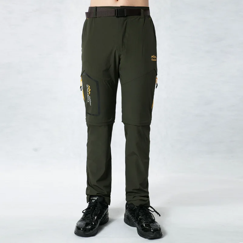 Army green Men Новые уличные быстросохнущие эластичные водонепроницаемые брюки мужские съемные походные брюки мужские для трекинга, альпинизма штаны рыболовные S-6XL - Цвет: Army green Men