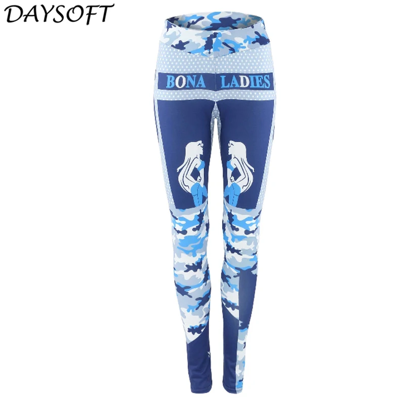 DAYSOFT Фитнес леггинсы Для женщин скинни с камуфляжным принтом Леггинсы эластичные