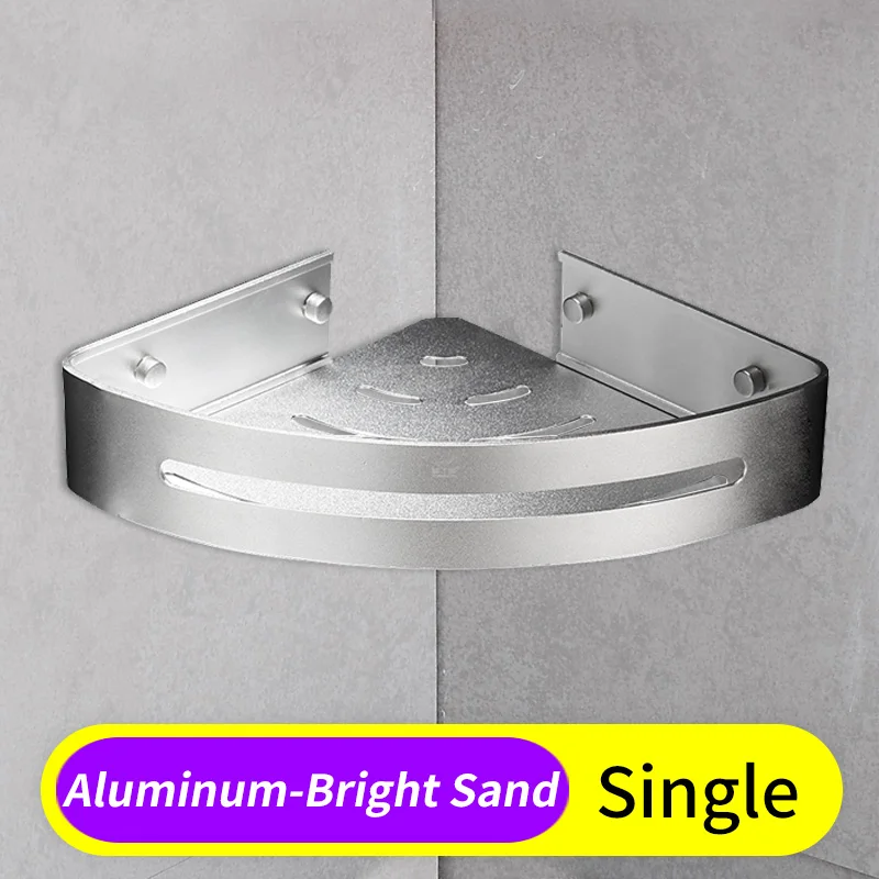 Bright Sand-Single Полка для ванной комнаты черные алюминиевые полки для ванной угловая полка держатель Полка для косметики настенный Душ Caddy шампунь мыло Корзина - Цвет: Bright Sand-Single