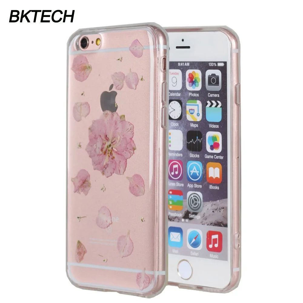 Настоящий настоящий высушенный цветок элегантный чехол для iPhone 6 S плюс 4 7 5 дюйма