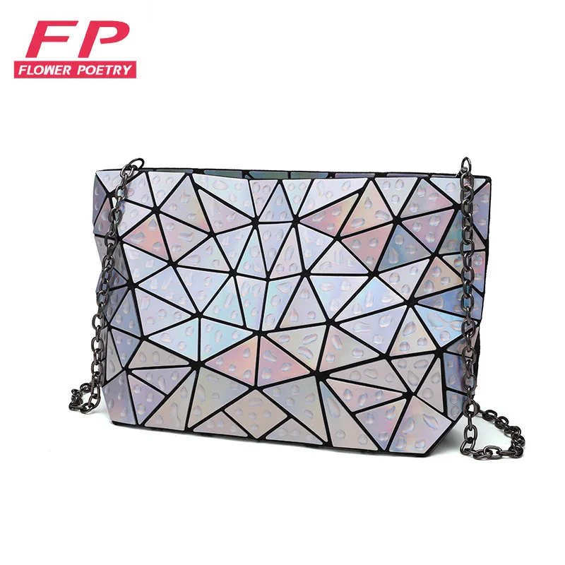 

New Bao Bag Womens Clutch Handbag Hologram Female Chain Shoulder Bags Drops Of Water Geometric Crossbody Messenger Bag bolso