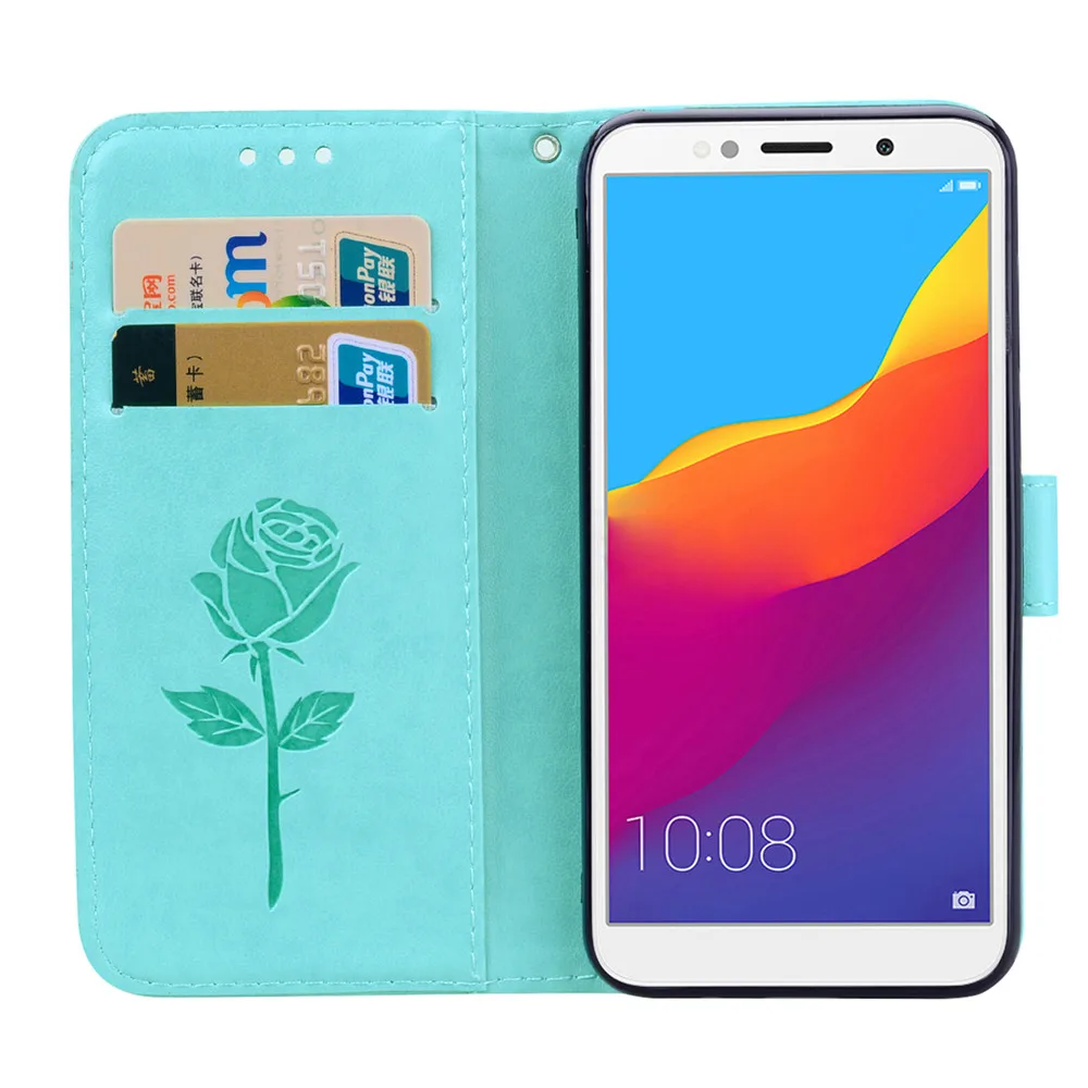 Для Huawei Honor 7A Чехол Флип 5 45 дюймов 3D с цветочным узором из роз кожаный чехол книжка