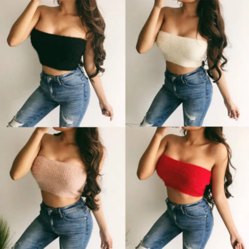 Женские Эластичные Топы без бретелек бюстгальтер Bandeau Топы рубашка женские топы без рукавов черный белый