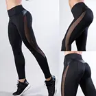 Женские леггинсы для фитнеса, Стрейчевые спортивные брюки с высокой талией для бега, 2019