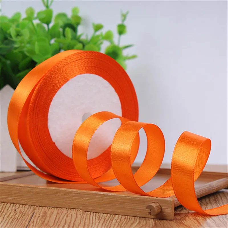 orange 25 ярдов/рулон атласных лент подарочная упаковка Рождество украшения ленты DIY лук ленты для поделок упаковка поставки(15 мм - Цвет: orange