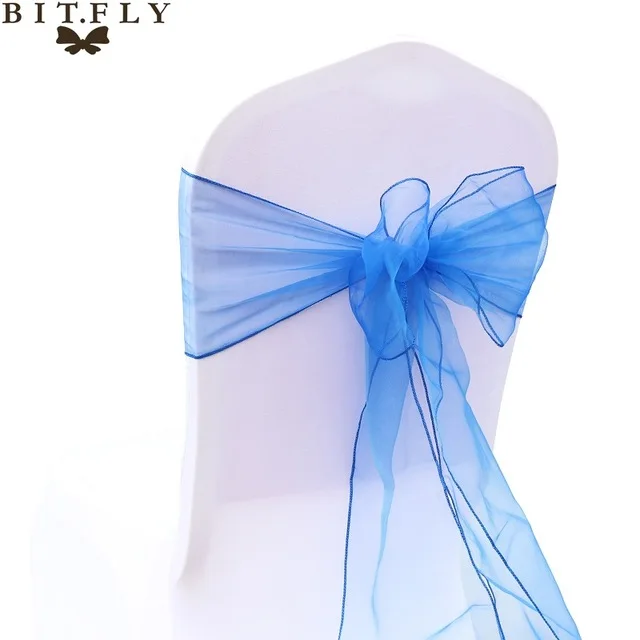 Royal Blue BIT. FLY, 200 шт./лот, органза, прозрачная ткань, высокое качество, пояс для стула, бант для свадьбы, банкета, события, украшение стула, принадлежности - Цвет: Royal Blue