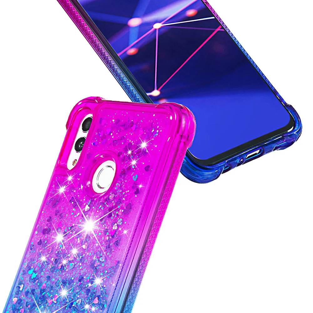 Для huawei honor 10 lite p smart 2019 Блестящий с жидкостью песок алмаз градиент ТПУ чехол
