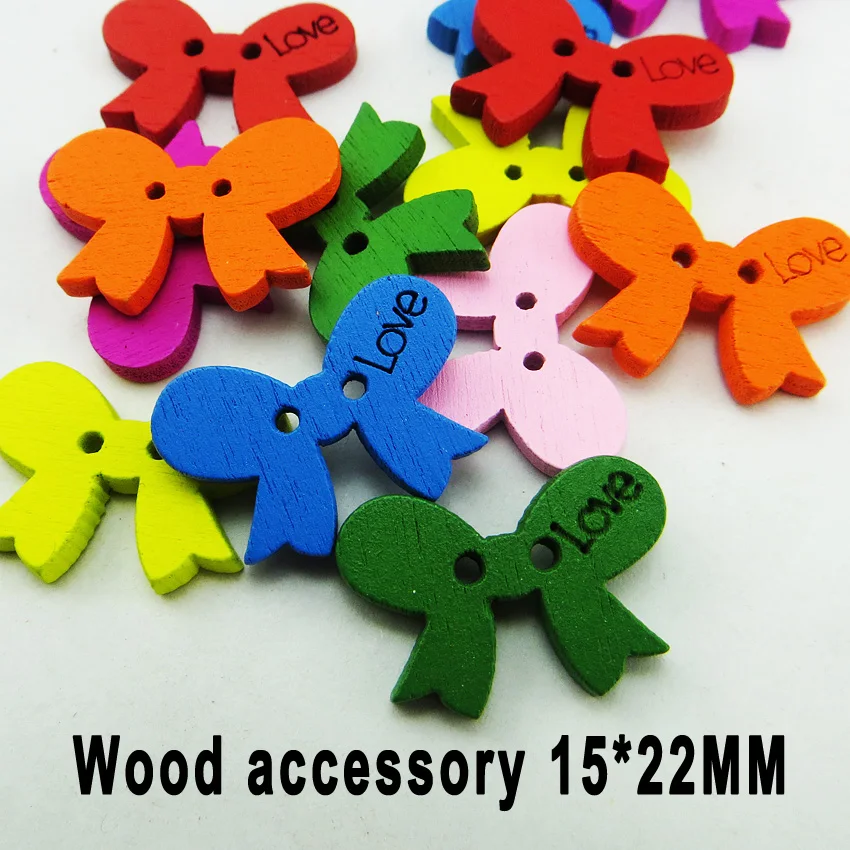 

50 шт древесины любовь галстук-бабочка кнопка бренд игрушки из мультфильмов кнопки пальто сапоги Швейные Одежда Аксессуары WCB-194