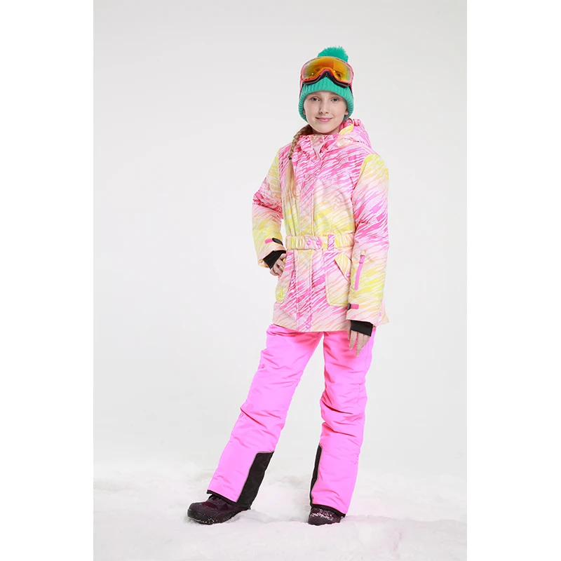 Детский Зимний лыжный костюм теплая водонепроницаемая ветрозащитная