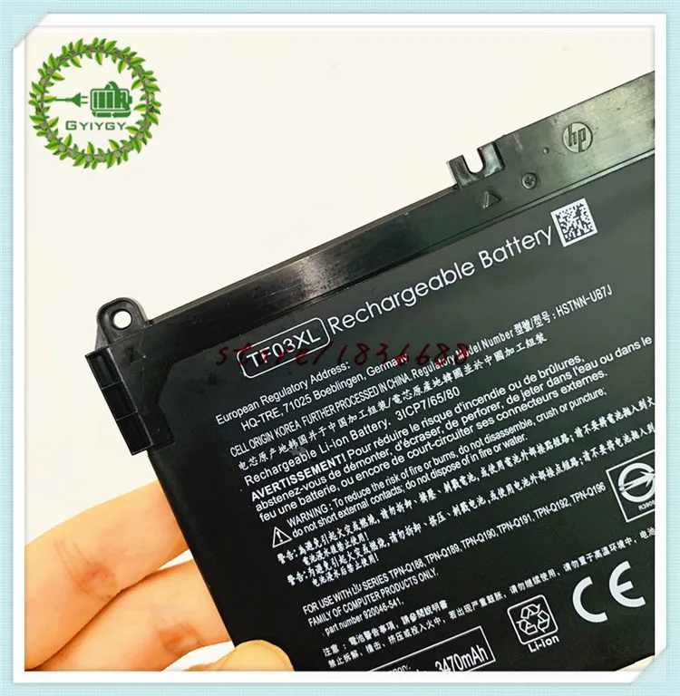 GYIYGY 11.55V 41.9Wh TF03XL Laptop Battery For HP Pavilion 15-CD Series Notebook HSTNN-LB7J HSTNN-LB7X 920070-855 920046-421 | Компьютеры