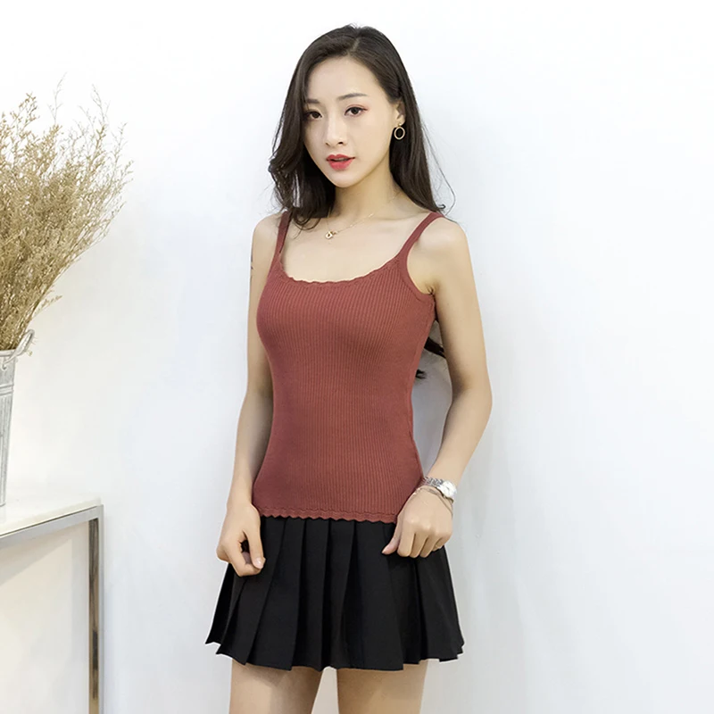 Летние топы на бретельках женские пикантные без рукавов новинка 2019 корейский