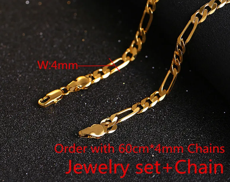 60cm Chain Комплект эфиопских украшений золото Цвет с украшением в виде кристаллов Цепочки и ожерелья, подвеска, серьги, кольцо средняя Пасха в стиле хабеша, свадебные набор - Окраска металла: 60cm Chain