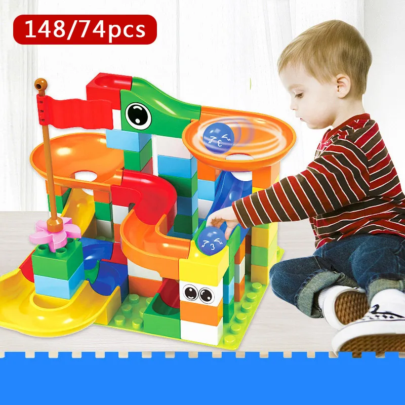 148 шт. гоночный лабиринт Duplo Marble Race Run шариковый трек строительные блоки