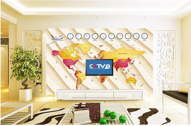 Custom wallpaper children cartoon mural the world map for living room TV wall Papel de parede para quarto vinyl | Обустройство дома