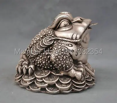 7 ''китайская Серебряная бронзовая медная статуя для укуса Жабы | Дом и сад