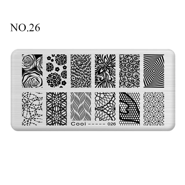 NO.26 Pinpai Nail Stamping Plates Flower Geometric Heart Nature Series Nail Template Stamp Image DIY Nail Designs Manicure Stamp Plate - Цвет: NO.26