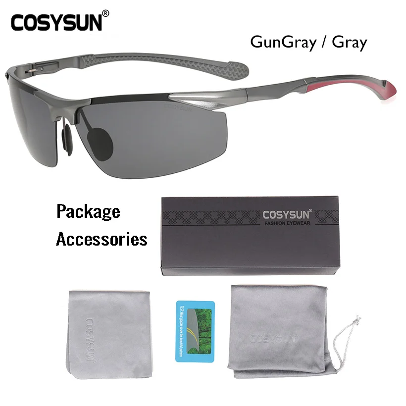 Gun Gray BriefPKG Мужские поляризованные алюминиевые солнцезащитные очки без оправы, мужские очки для вождения, HD поляризованные солнцезащитные очки, мужские очки, спортивные очки Oculos de sol 8585 - Цвет линз: Gun Gray BriefPKG