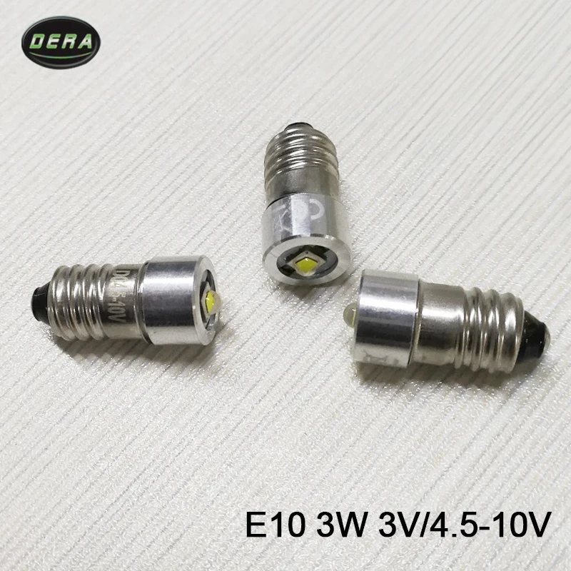 E10 3 Вт, 3 Вт, 4 v-12 V 10v 9v 6v 4,5 v светодиодная вспышка светильник лампочка фонарь светильник для вождения светильник s и фара