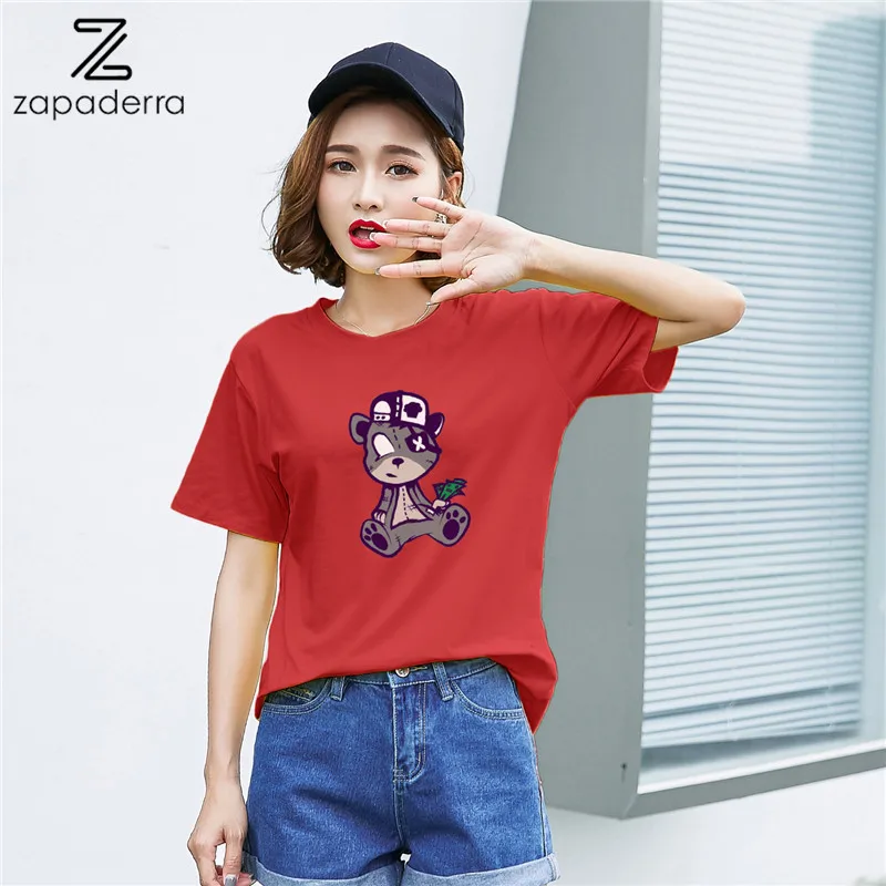 Zapaderra 2019 Милая футболка Для женщин большой плюс Размеры Femme Повседневная Топ с