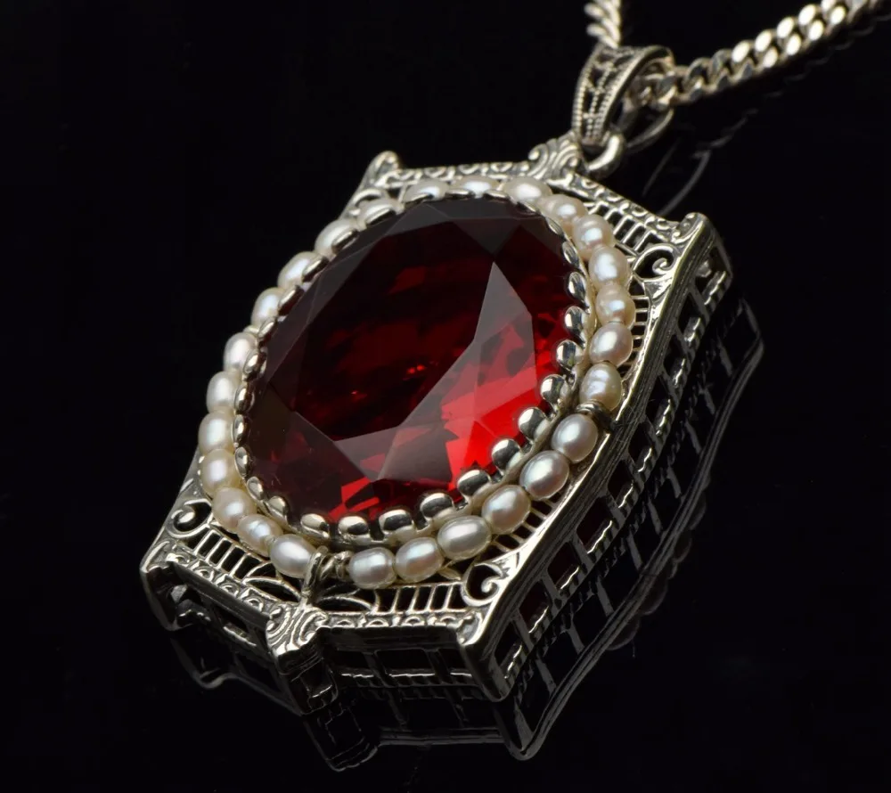 Free shipping to buy 2015 new product promotion classic antique ruby sterling silver jewelry natural pearl * women's pendant | Украшения