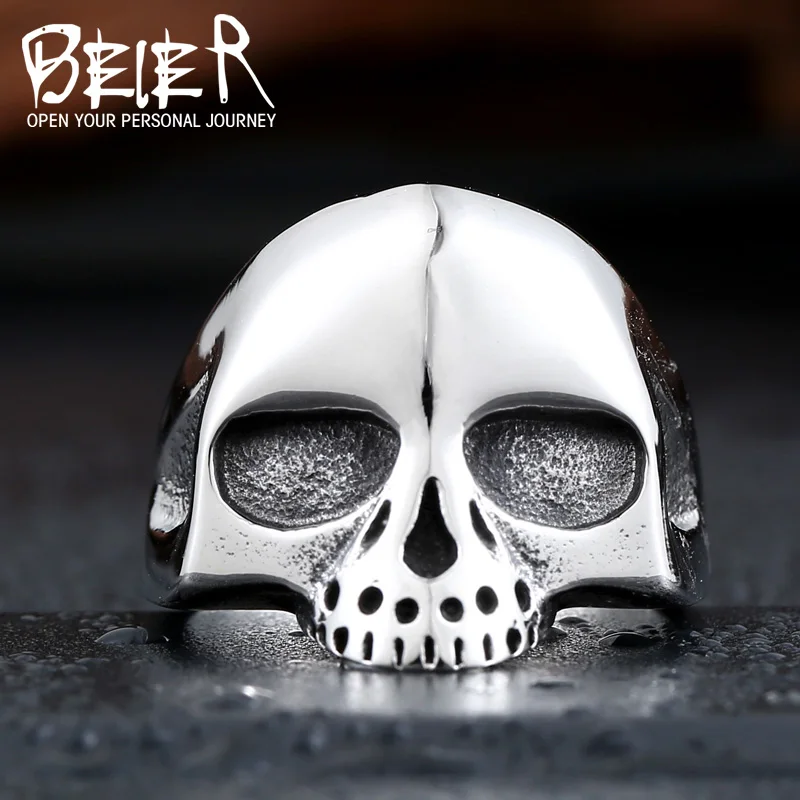 three colour Men's Fashion Punk Black/Silver/Plated-Gold Alien Skull Rings Man 316L Stanless Steel Fashion Jewelry BR8-198