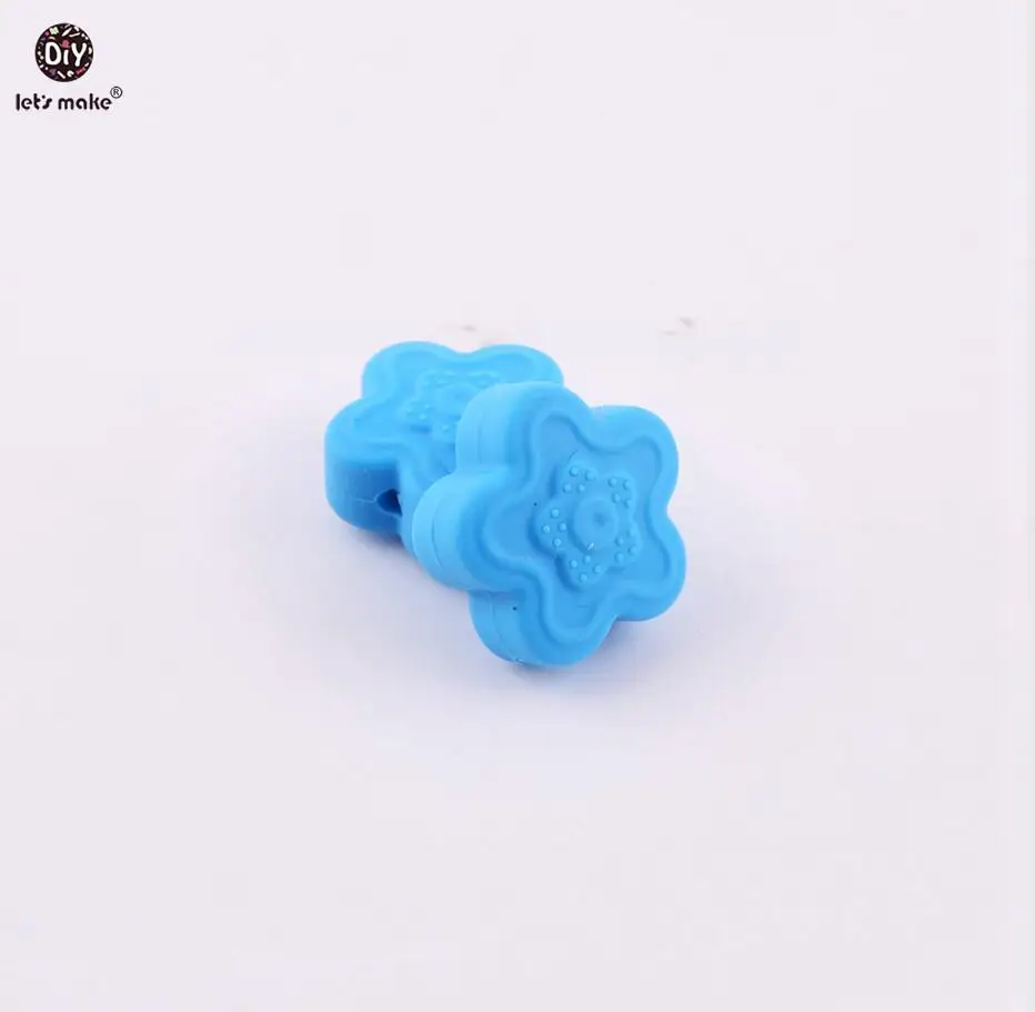 blue Давайте сделаем мяты Цвет силиконовые сливы Цветочные бусины могут, безопасных и нетоксичных Роза Прорезывание Зубов, бисер детские Прорезыватель - Цвет: blue