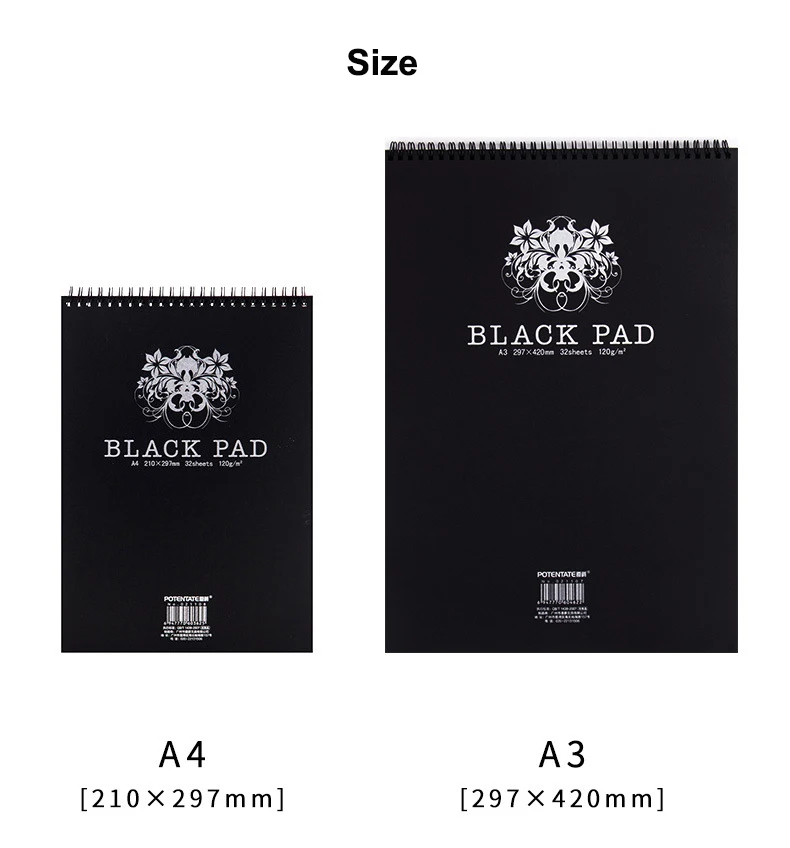 Retro Watercolor Paper for Drawing Painting Graffiti Coiling Black Paper Sketch Book Memo Pad Notebook Office School Art Gift