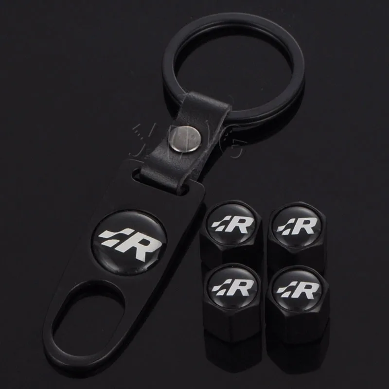 Black 1 Колпачок клапана для автомобильных шин, колпачок для пневматических стеблей, пылезащитная крышка для Volkswagen VW GR SR R Racing Golf 4 5 6 MK7 GTI Touareg эмблема - Цвет: Black 1