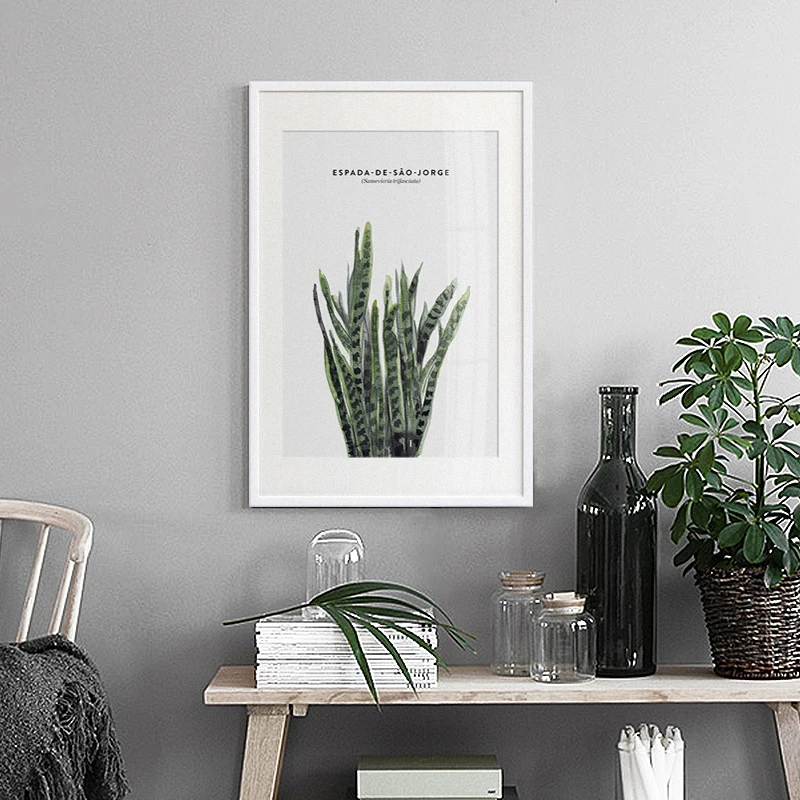 Картина постер на холсте с зелеными листьями растений 07 г|picture wall|print posterart painting |
