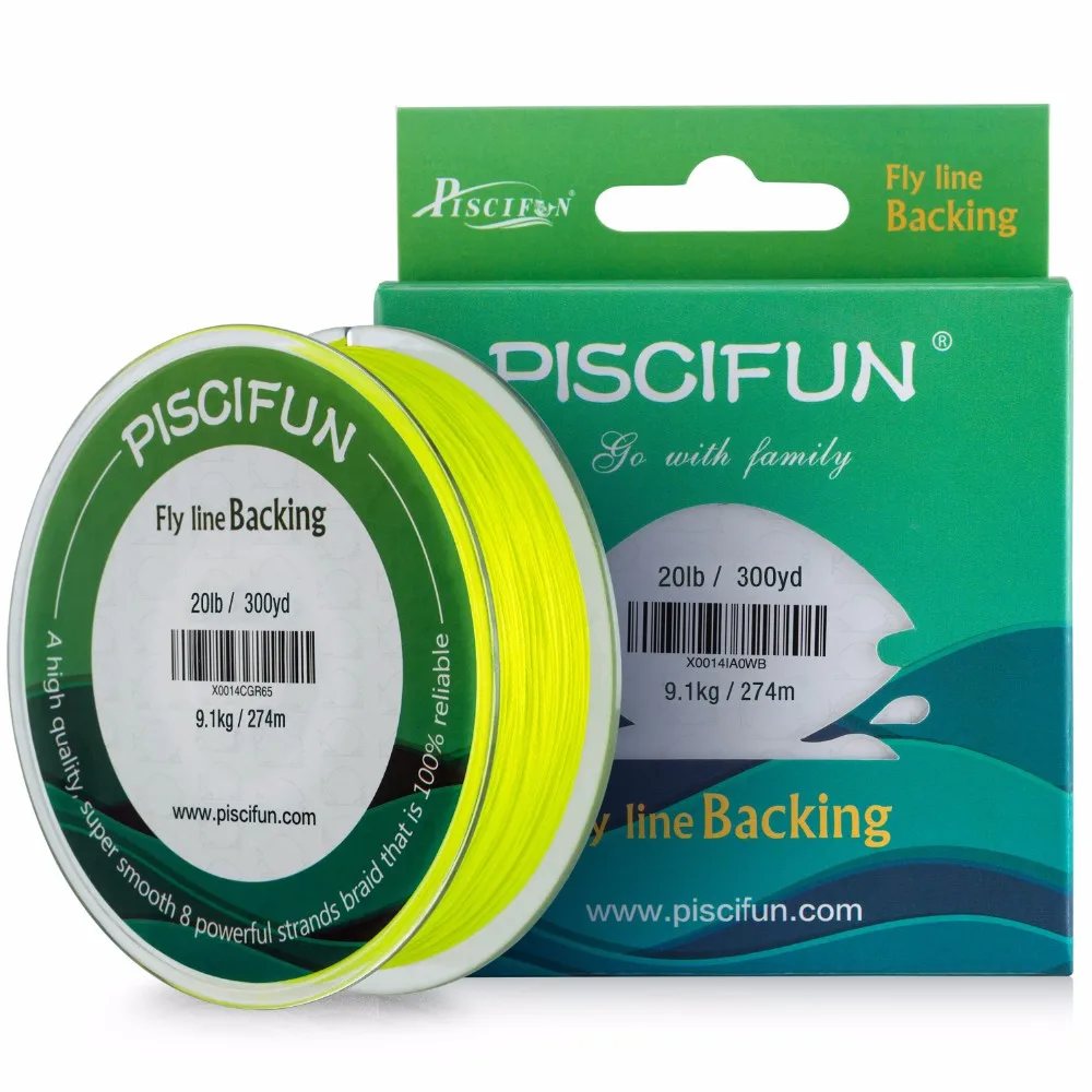 Fluorescent Yellow Piscifun оранжевый, белый, Флуо, желтый цвет, 274 м, 9,1 кг/20 фунтов, леска для ловли нахлыстом, плетеная подложка, леска для ловли нахлыстом - Цвет: Fluorescent Yellow