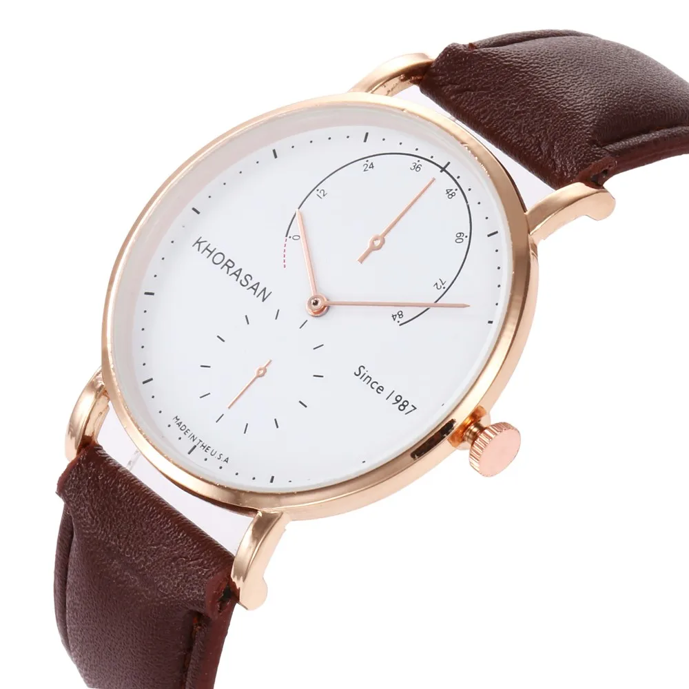 

Khorasan Luxury Fashion Brand Men Watch Leather Men's Clock Business Simple Round Quartz Analog Wrist Watches relojes hombre