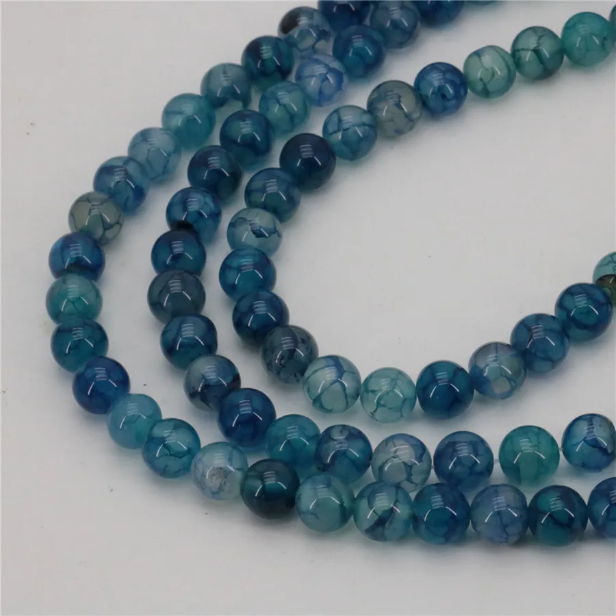 New 8mm Natural Blue Agates Onyx DIY Round Loose Beads Stone Accessories Woman Girl Gift Jewelry Making Design Wholesale Prices | Украшения